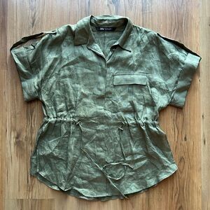 Zara Olive Green Button Down Shirt